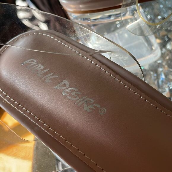 NWOT Public desire lucite clear translucent transparent pink nude kitten heels - Picture 7 of 11